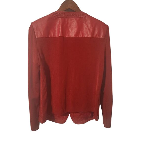 Nygard Collection‎ Leather Jacket Womens L 14-16 RED Sweater Sleeves - Picture 2 of 3